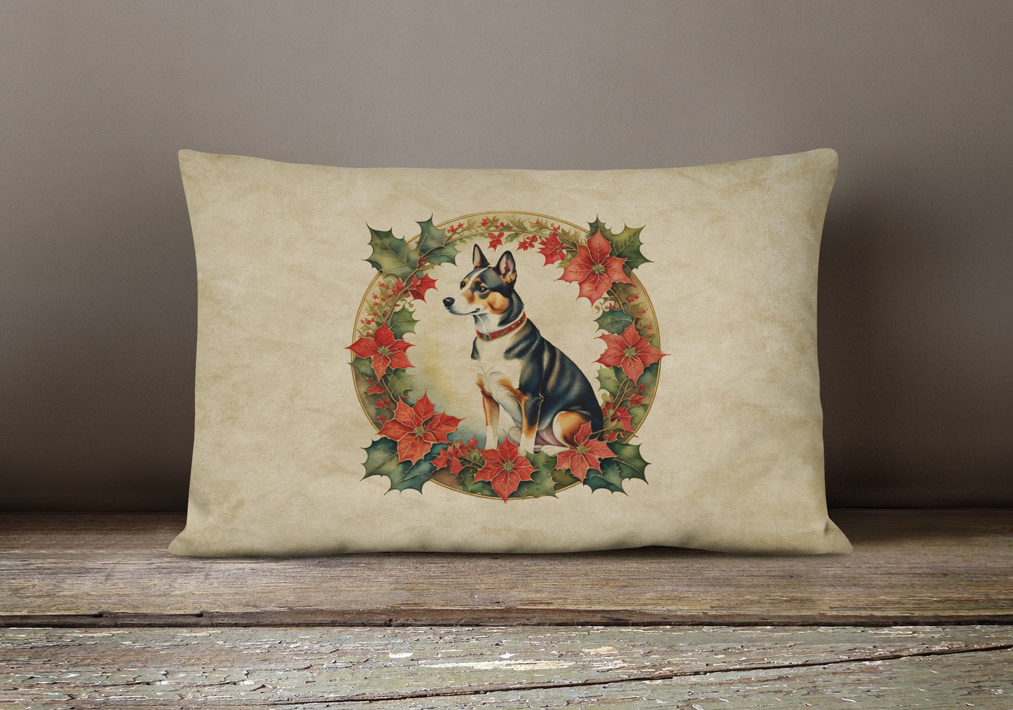 Basenji Christmas Flowers Throw Pillow-3