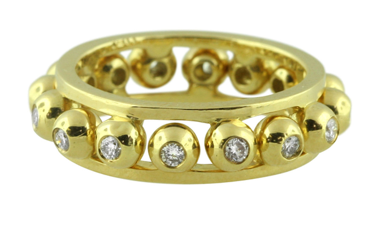 Crown Stacking Ring- Larger of 2 Narrow Versions-18K Gold & Diamonds