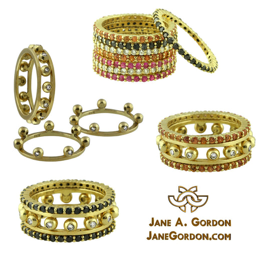 Crown Stacking Ring- Larger of 2 Narrow Versions-18K Gold & Diamonds-10