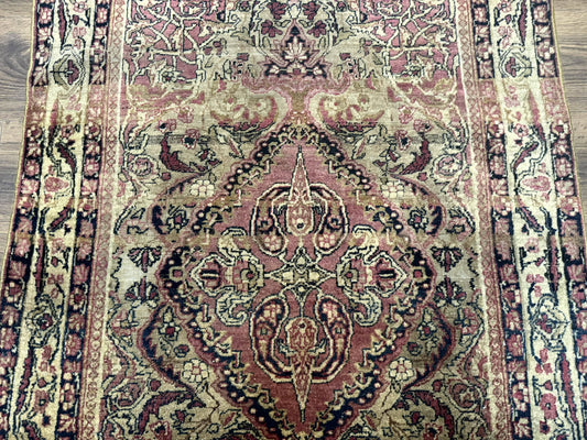 Antique Persian Lavar Rug 3x5, Persian Kerman Rug, Traditional Persian Carpet-1