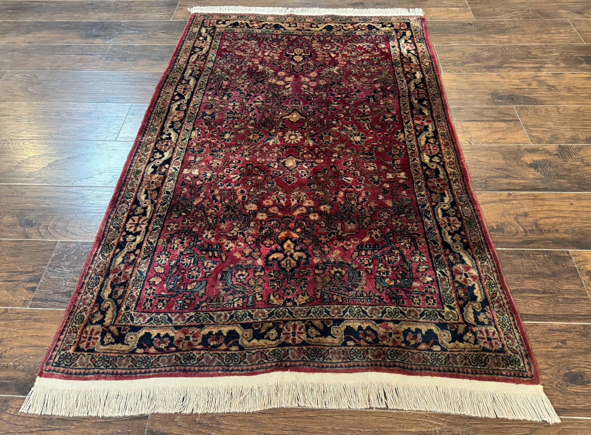 Persian Sarouk Rug 3x5, Antique Persian Carpet-0