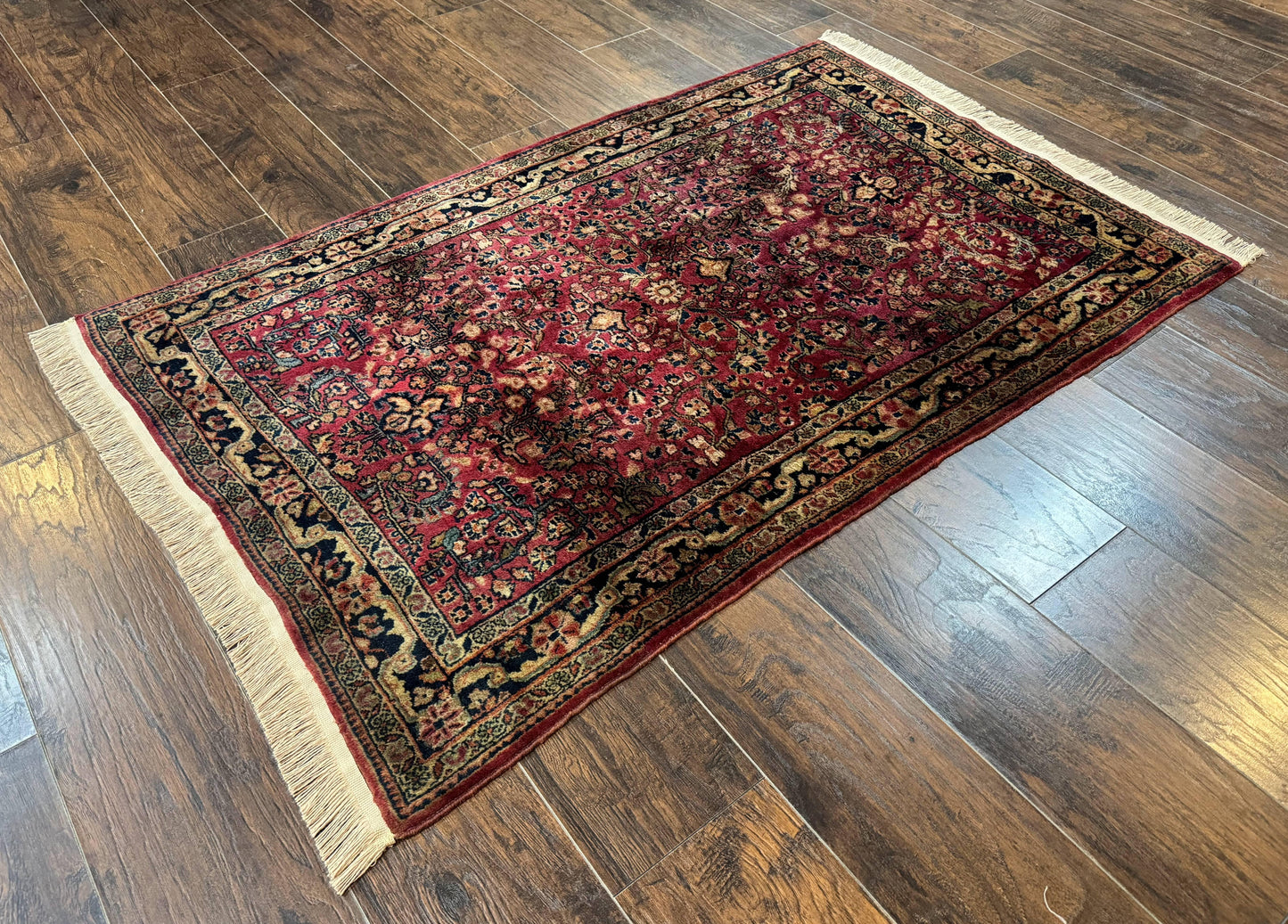 Persian Sarouk Rug 3x5, Antique Persian Carpet-1