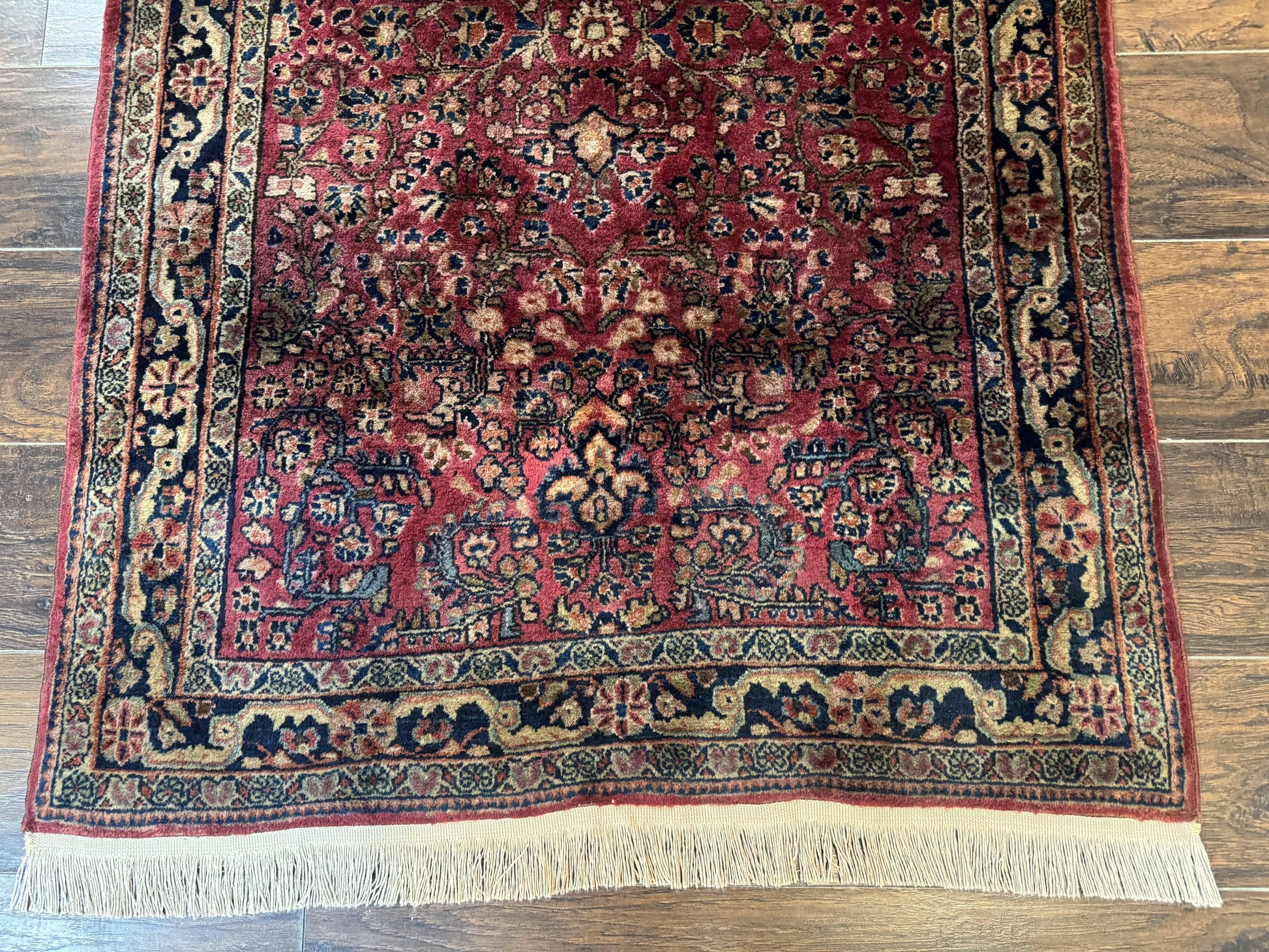 Persian Sarouk Rug 3x5, Antique Persian Carpet-4