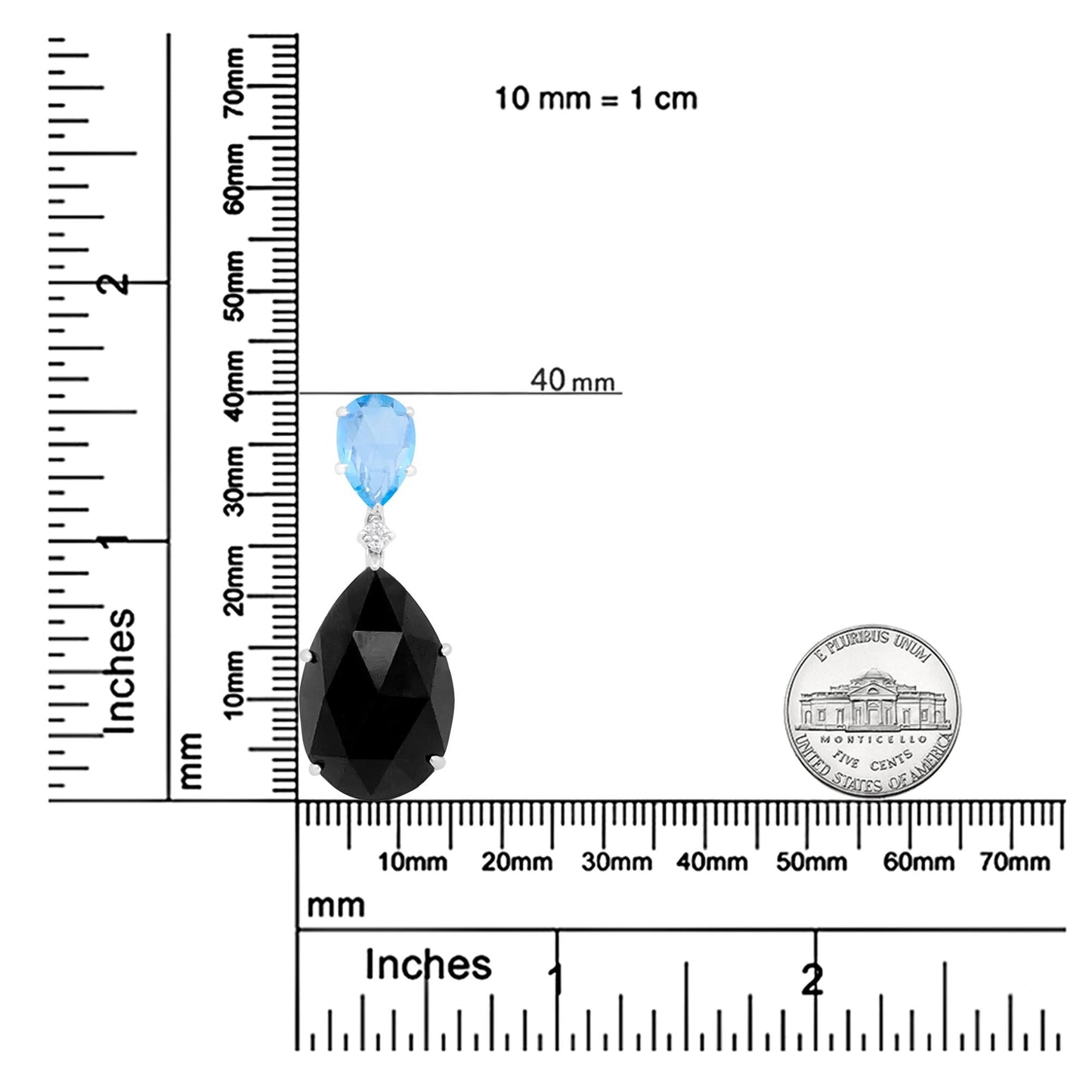 18K White Gold Diamond Accent and Pear Cut Sky Blue Topaz and Pear Cut Black Onyx Dangle Drop 18" Pendant Necklace (G-H Color, SI1-SI2 Clarity)-4
