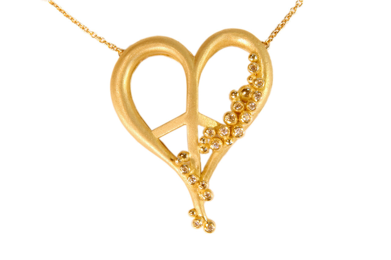 Peace of Heart Necklace-large-14K Gold with Abundance Overflowing Diamonds