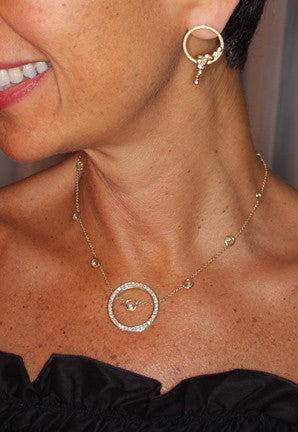 Karma hoop necklace- large- 14K gold with diamonds