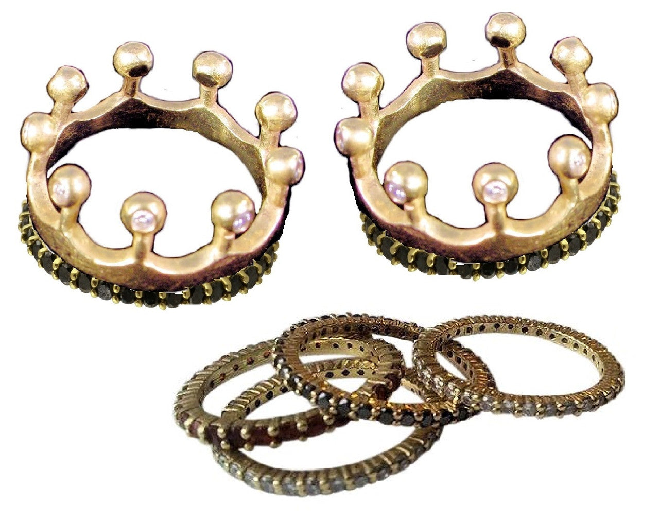 Crown Ring- CR1-14K Gold & Diamonds. Mixed Gold Color Combinations Available-5