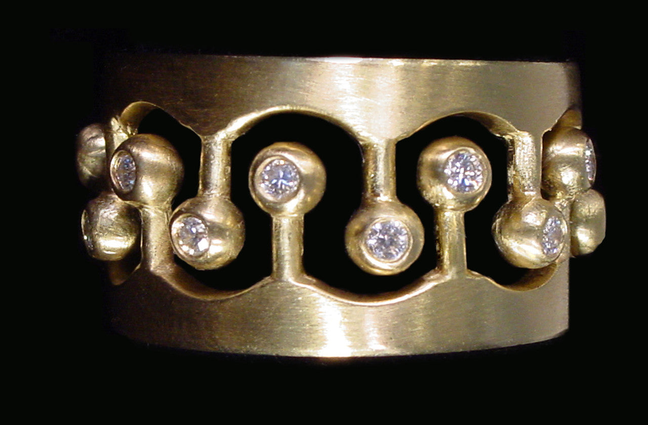 Crown Ring- CR1-18K Gold with Diamonds: Mixed Gold Colors Available-8