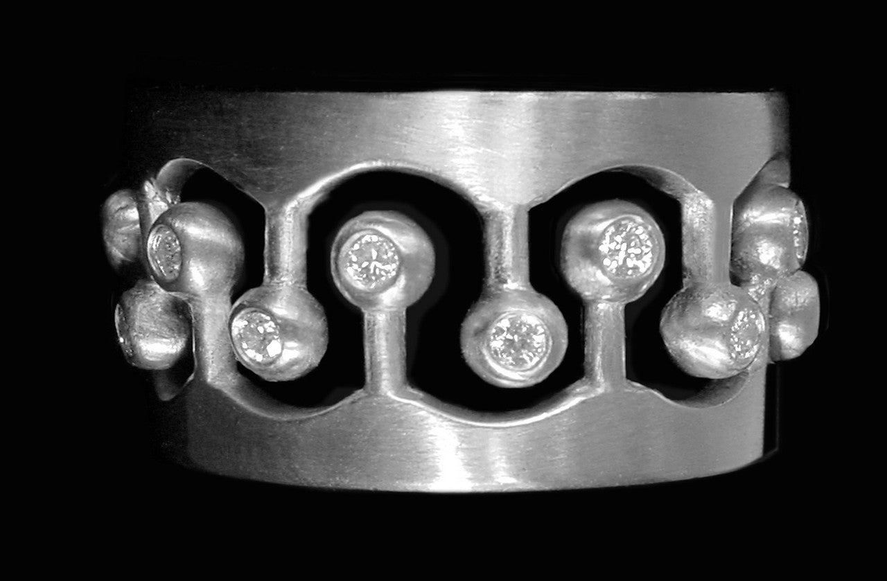 Crown Ring- CR1-18K Gold with Diamonds: Mixed Gold Colors Available-7