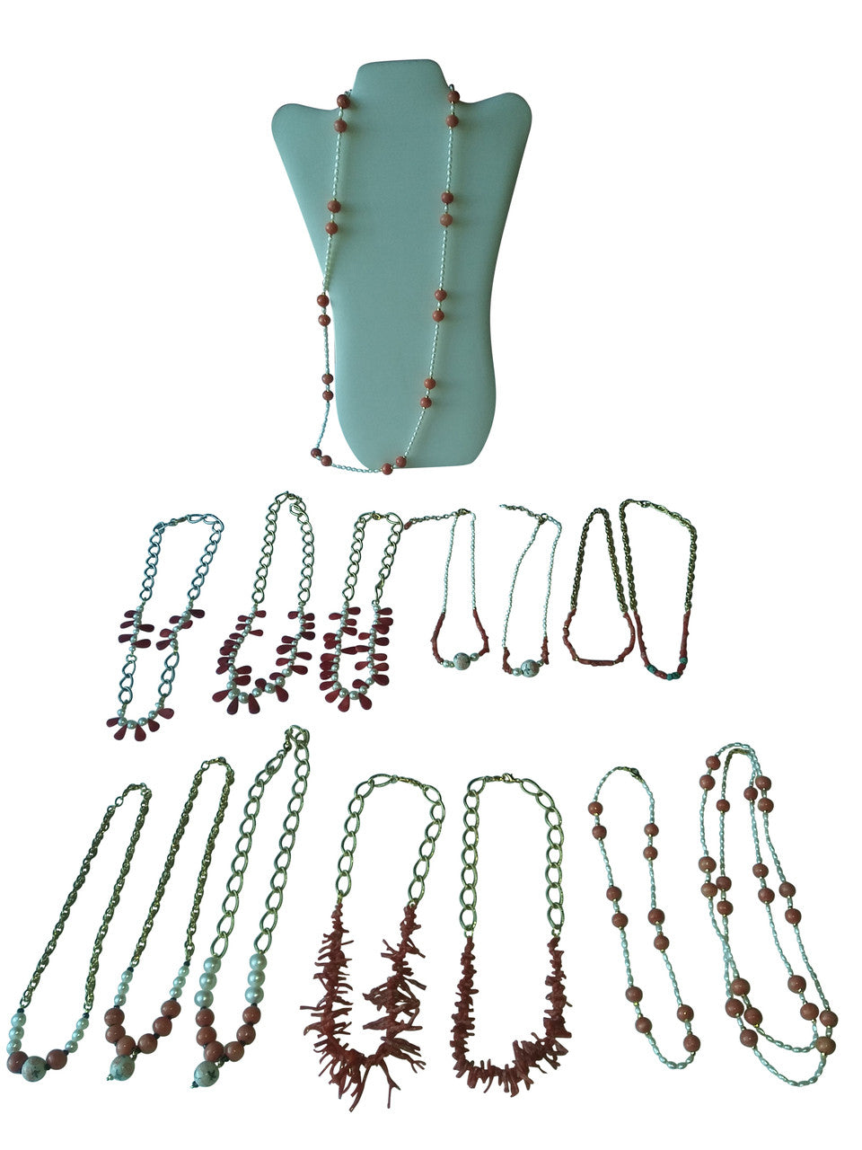 Natural Spiky Tube Coral Necklaces on Bold Gold Chain, 18K Gold Plate-4