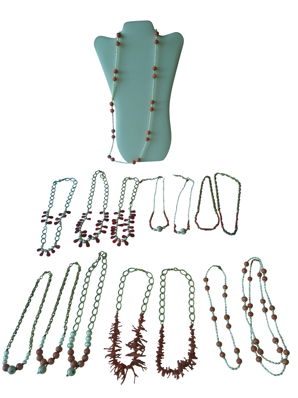 Natural Spiky Tube Coral Necklaces on Bold Gold Chain, 18K Gold Plate