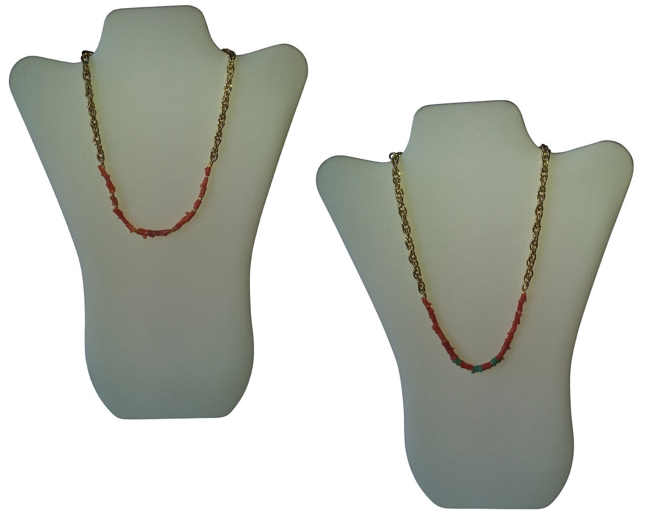 Natural Spiky Tube Coral Necklaces on Bold Gold Chain, 18K Gold Plate
