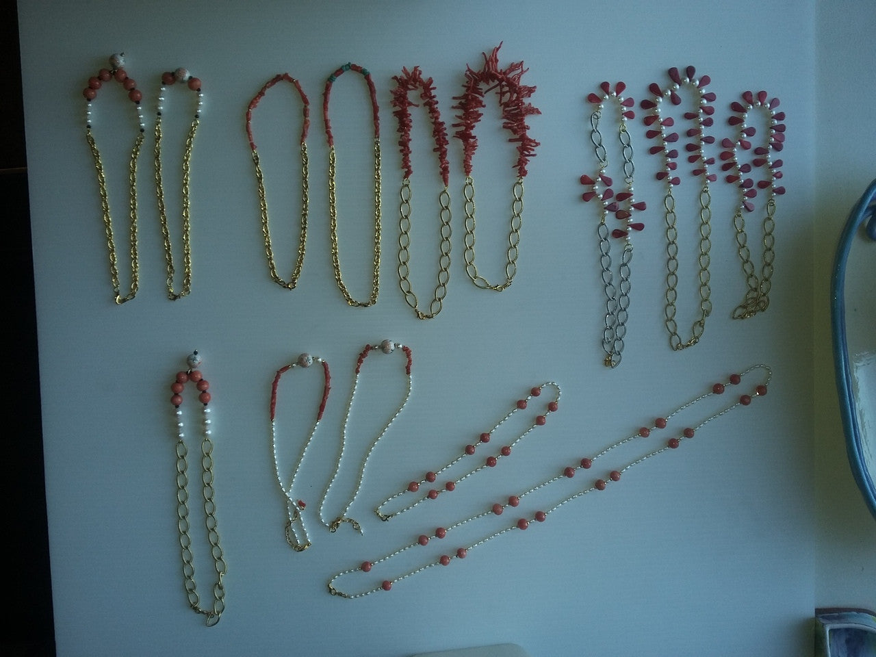 Natural Spiky Tube Coral Necklaces on Bold Gold Chain, 18K Gold Plate-12