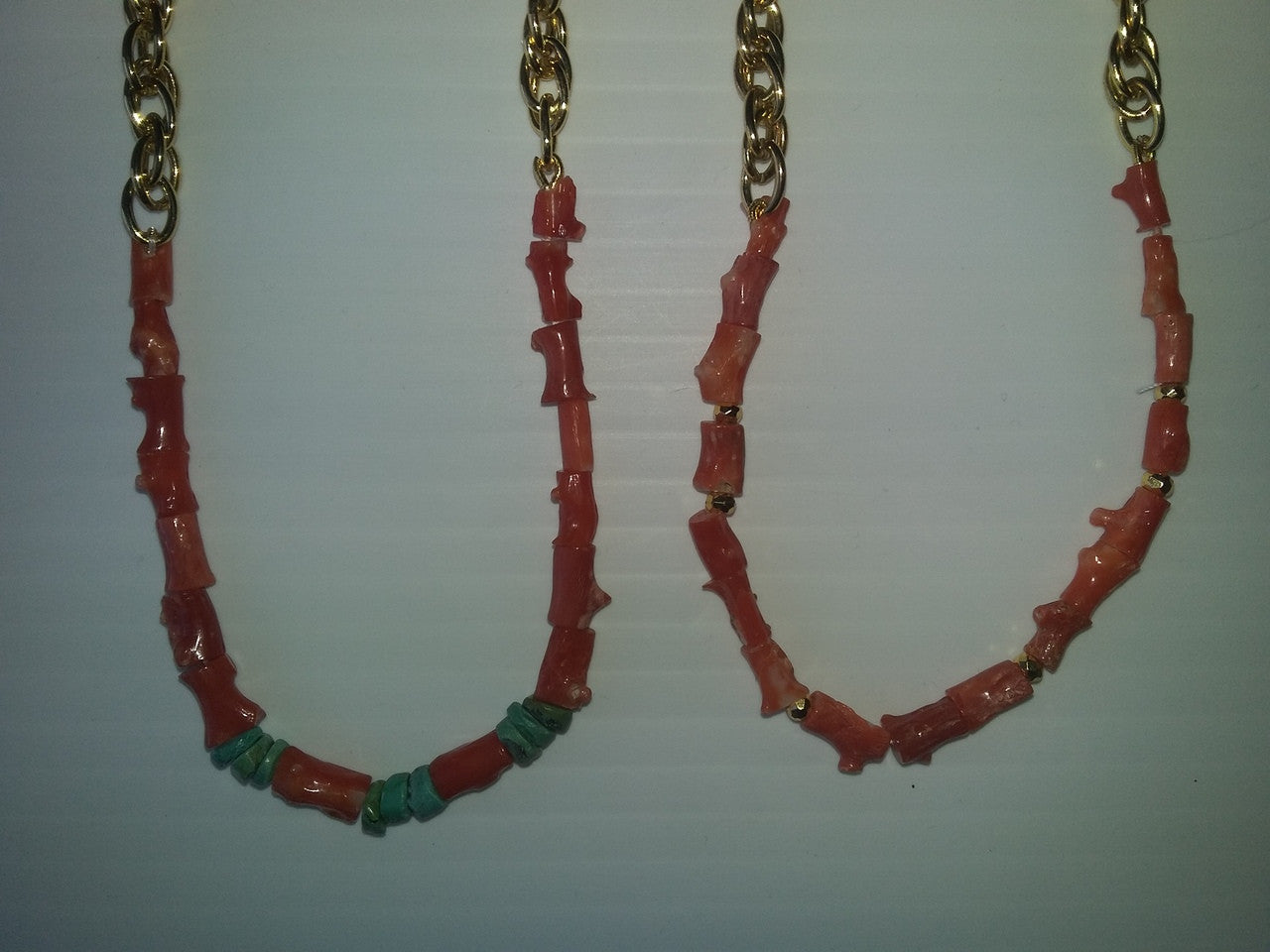 Natural Spiky Tube Coral Necklaces on Bold Gold Chain, 18K Gold Plate-14