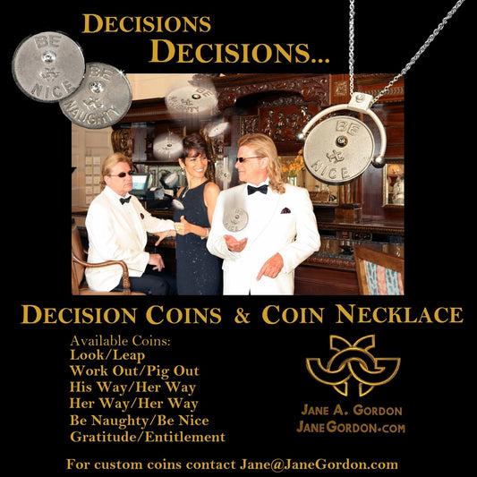 Decision Coin Necklace  "Be Naughty / Be Nice" Sterling Silver with Diamonds