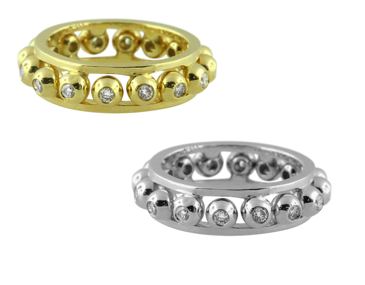 Crown Stacking Ring- Larger of 2 Narrow Versions-18K Gold & Diamonds