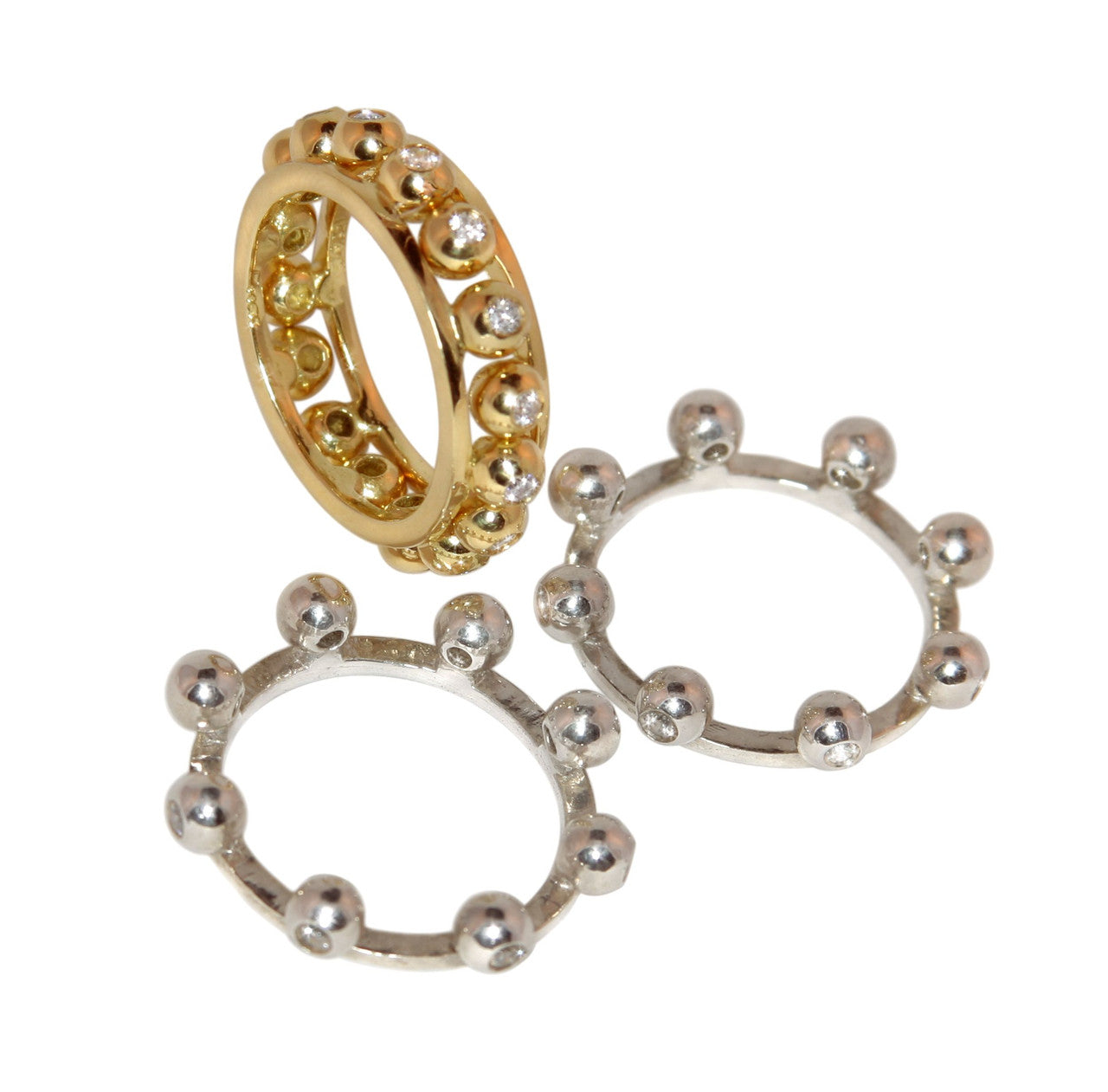 Crown Stacking Ring- Larger of 2 Narrow Versions-18K Gold & Diamonds