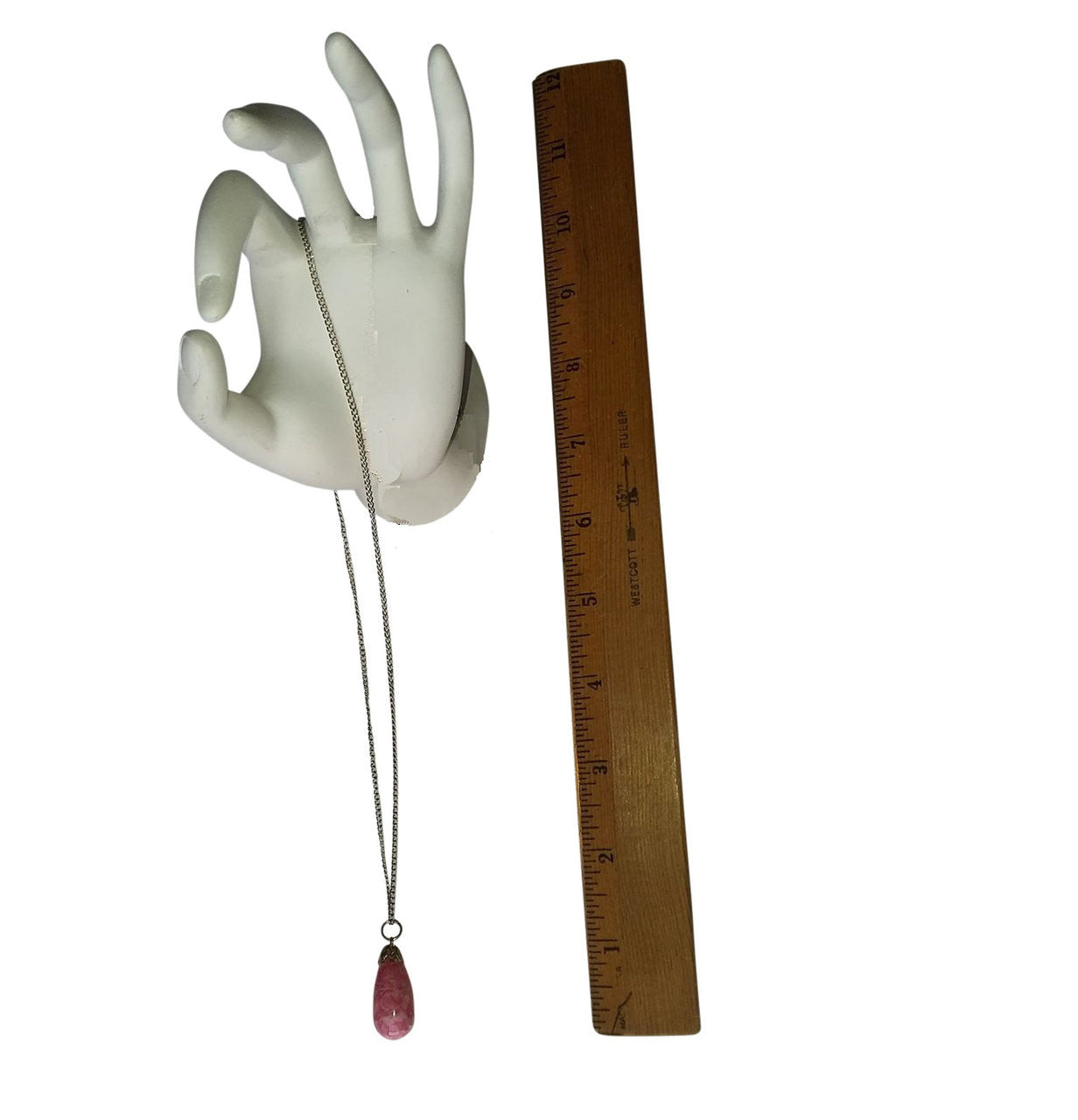 Peach Colored Agate Stone Pendant, small, on delicate 18" silver metal snake chain.