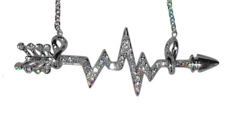 Custom Design: Heartbeat Arrow with Infinity links- Necklace- 18K gold with diamonds-1