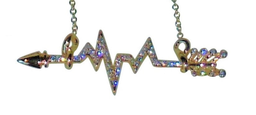 Custom Design: Heartbeat Arrow with Infinity links- Necklace- Sterling Silver with diamonds-6