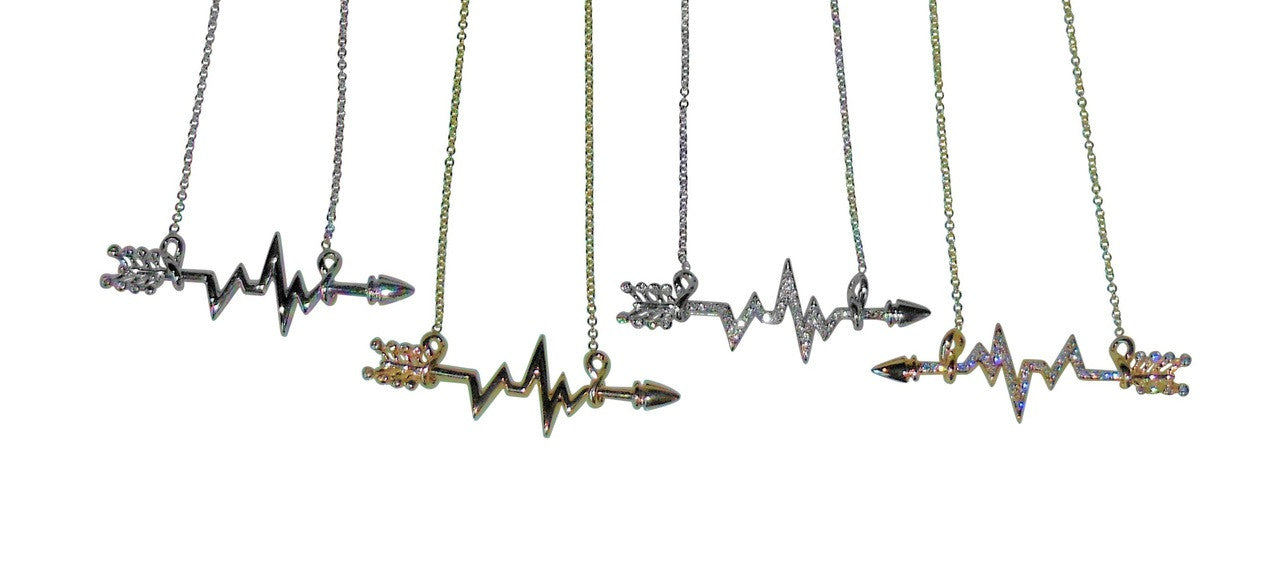 Custom Design: Heartbeat Arrow with Infinity links- Necklace- Sterling Silver with diamonds-7