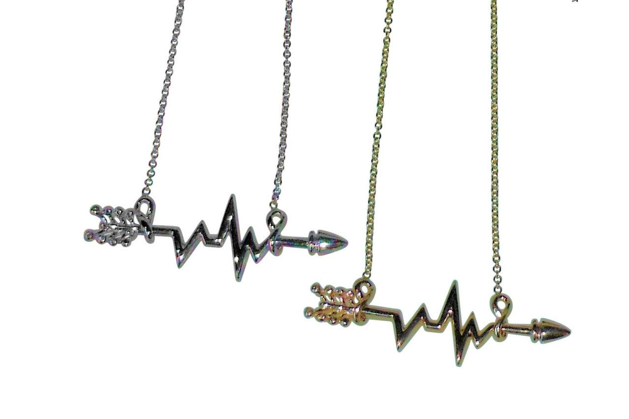 Custom Design: Heartbeat Arrow with Infinity links- Necklace- Sterling Silver with diamonds-3