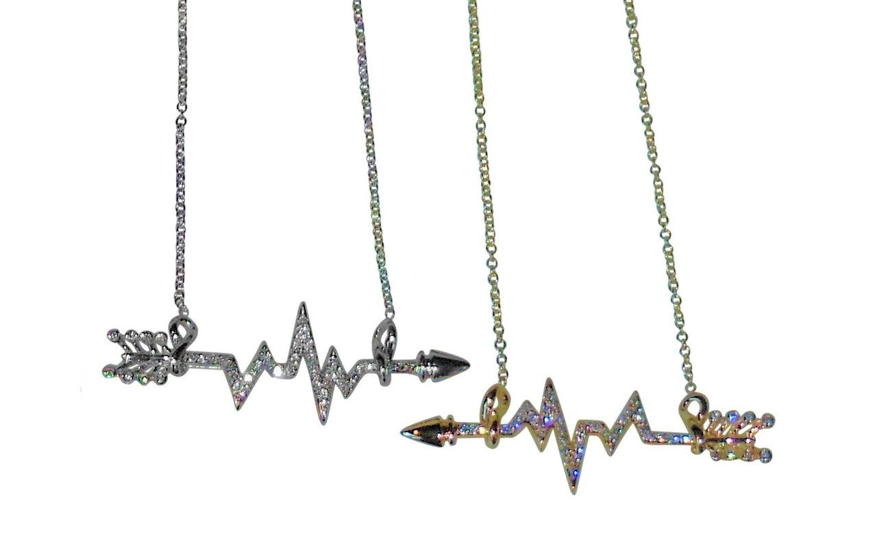 Custom Design: Heartbeat Arrow with Infinity links- Necklace- 18K gold with diamonds-3