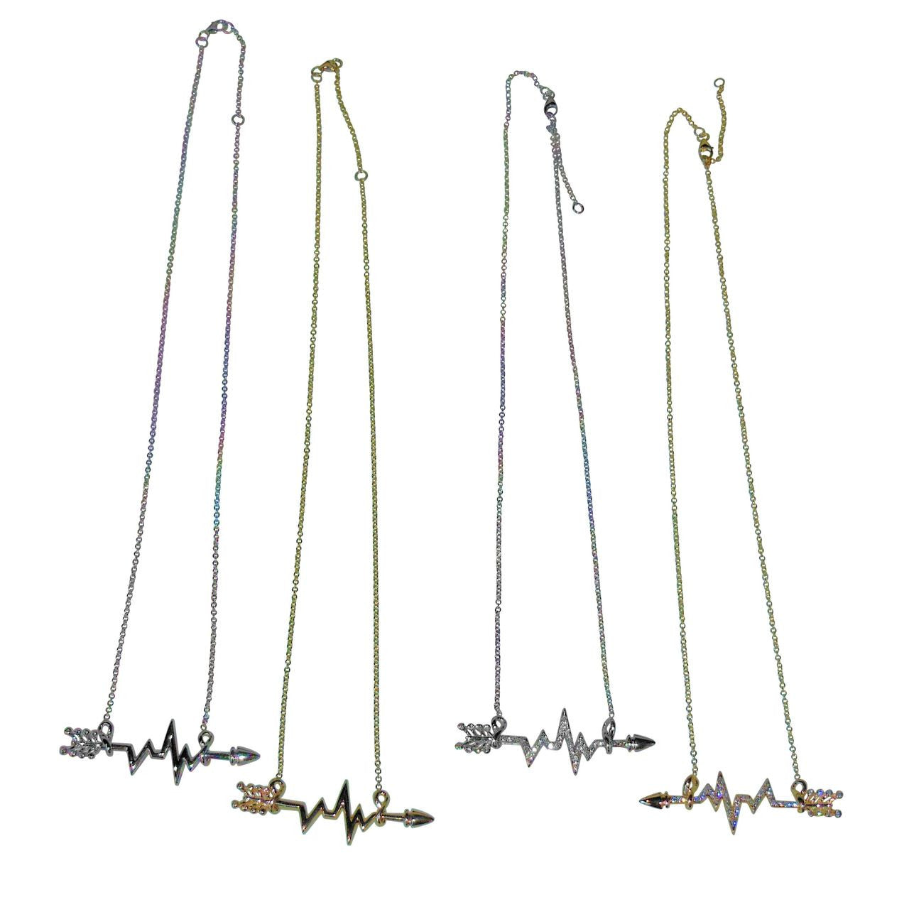 Custom Design: Heartbeat Arrow with Infinity links- Necklace- Sterling Silver with diamonds-0