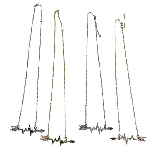 Custom Design: Heartbeat Arrow with Infinity links- Necklace- Sterling Silver with diamonds-0