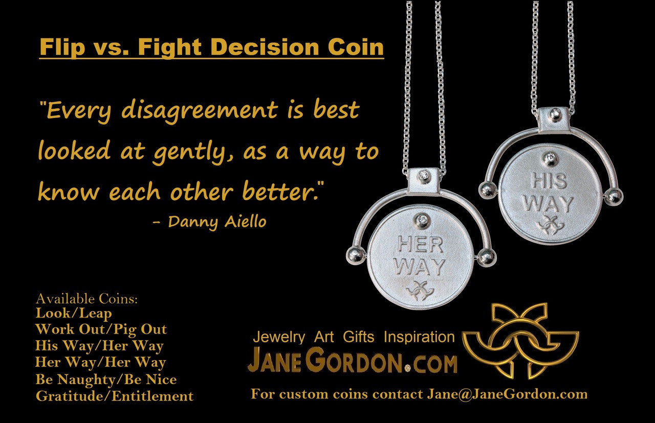 Decision Coin: "His Way / Her Way" Sterling Silver with Diamonds-4
