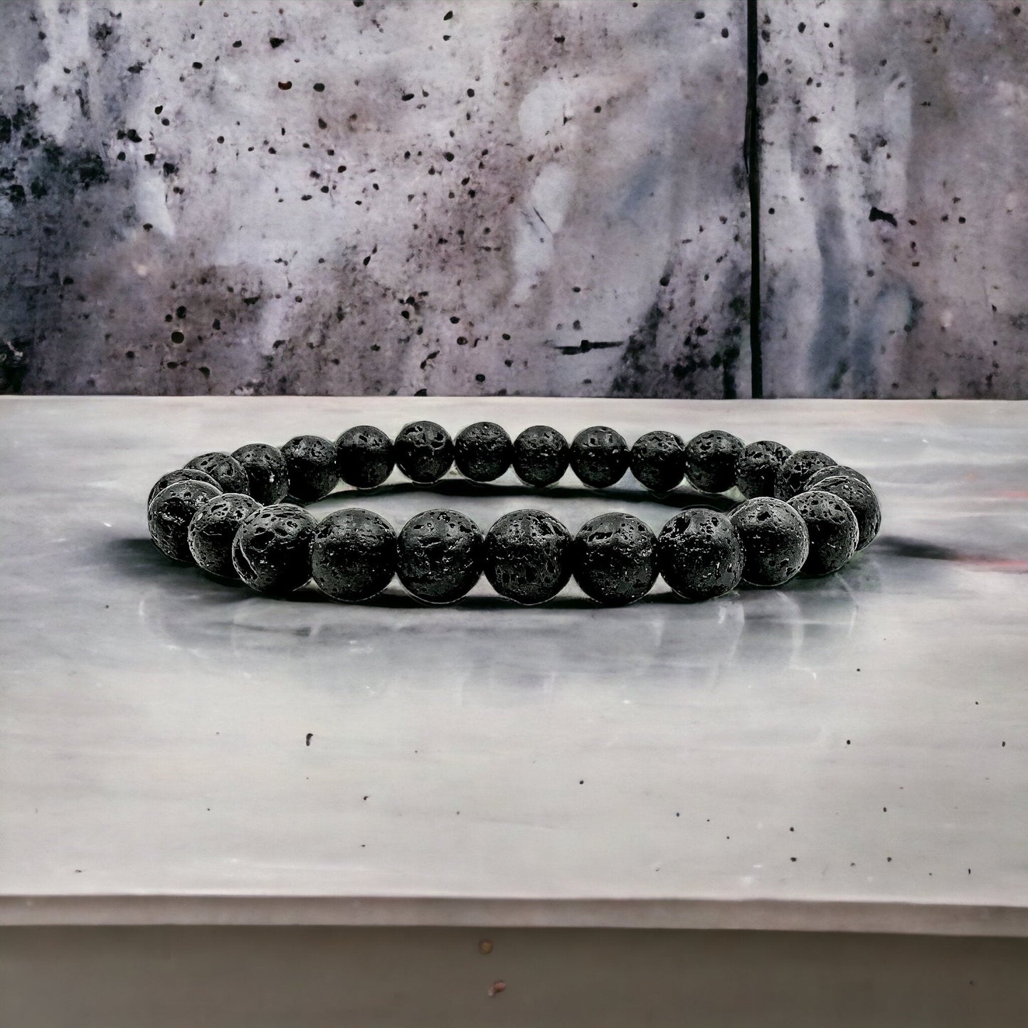 Union - Smooth Lava Rock Gemstone Beaded Bracelet-1