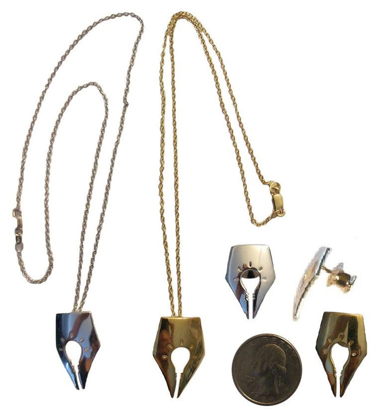 Pro-Truth Pledge Logo Pendant: Pen Tip & Light Bulb. Sterling Silver with 18K gold plate options