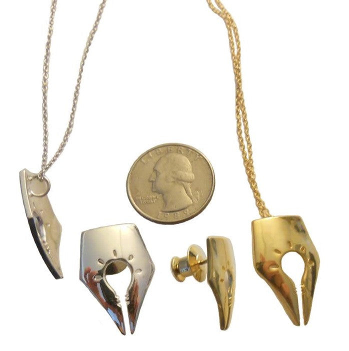 Pro-Truth Pledge Logo Pendant: Pen Tip & Light Bulb. Sterling Silver with 18K gold plate options-16