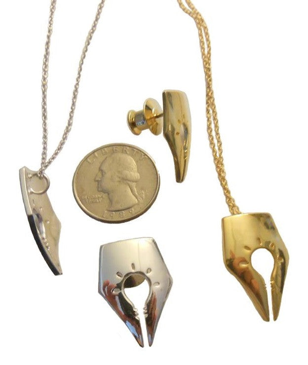 Pro-Truth Pledge Logo Pendant: Pen Tip & Light Bulb. Sterling Silver with 18K gold plate options