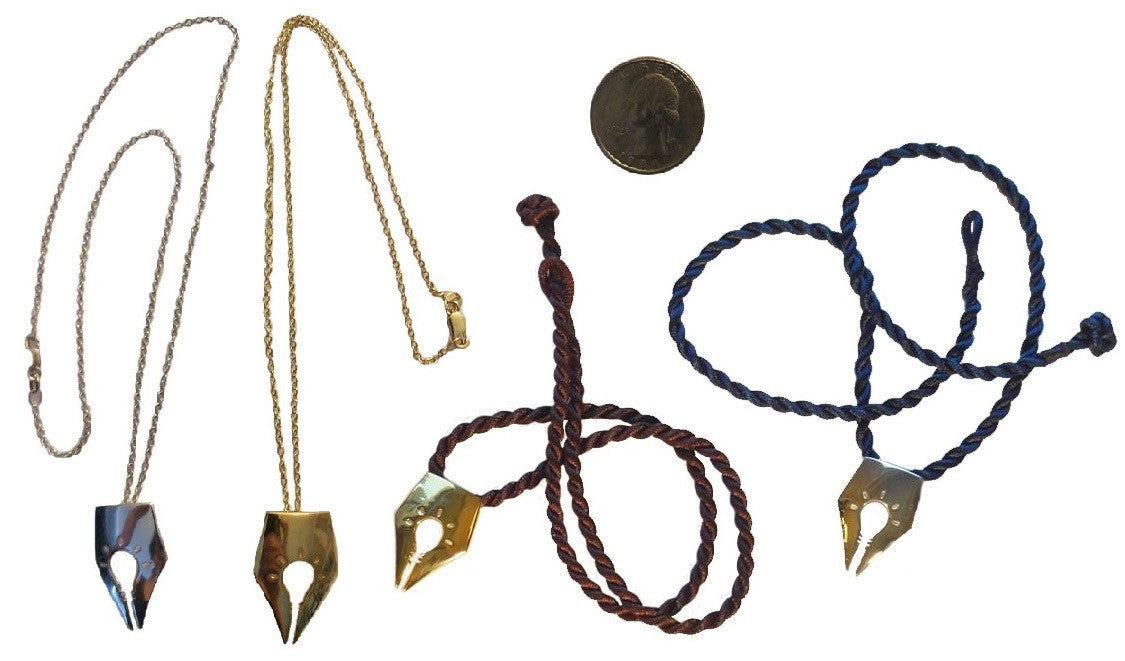 Pro-Truth Pledge Logo Pendant: Pen Tip & Light Bulb. Sterling Silver with 18K gold plate options