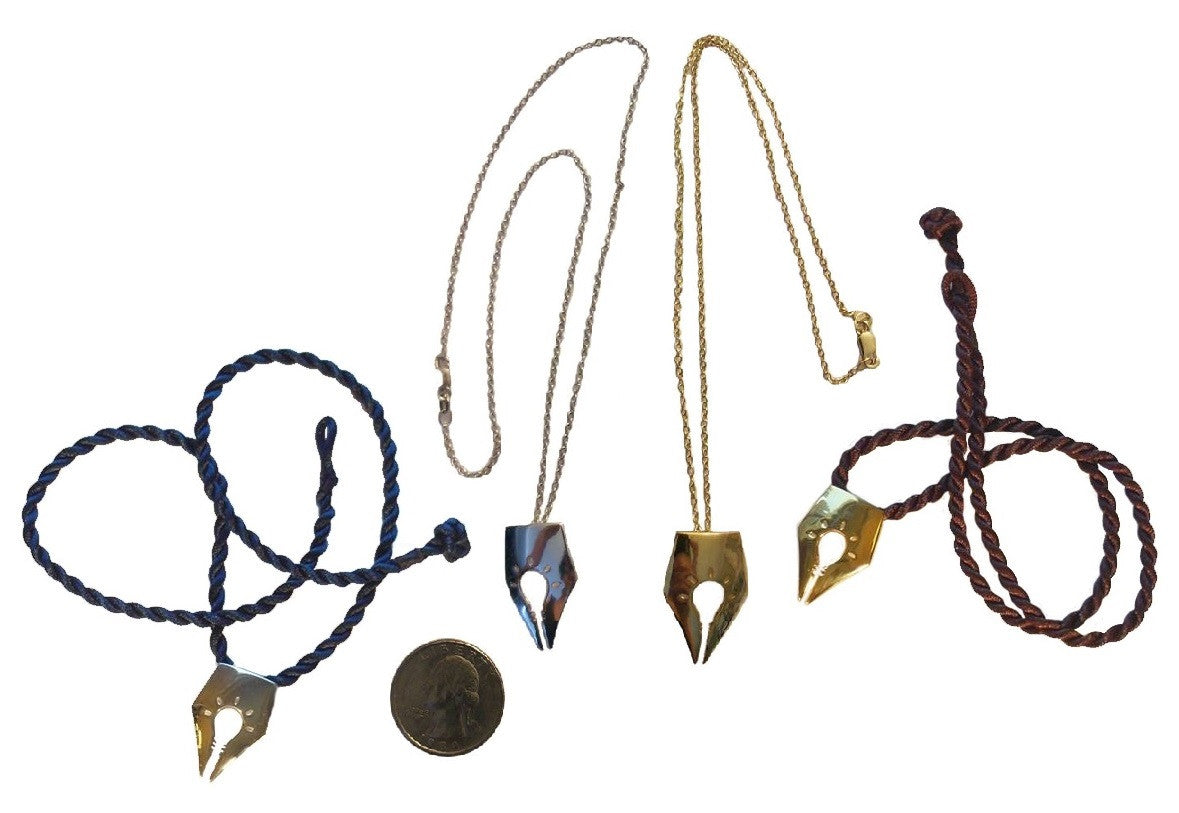 Pro-Truth Pledge Logo Pendant: Pen Tip & Light Bulb. Sterling Silver with 18K gold plate options