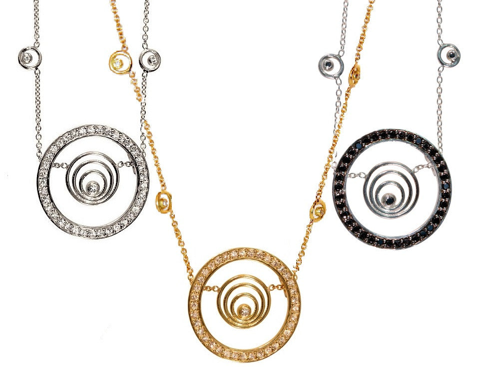 Karma hoop necklace- large- 14K gold with diamonds-6