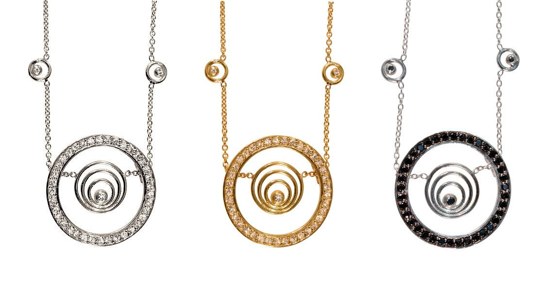 Karma hoop necklace- large- 14K gold with diamonds
