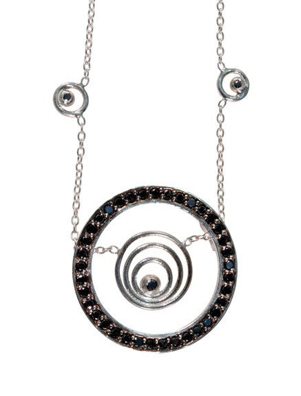 Karma hoop necklace- large- 14K gold with diamonds