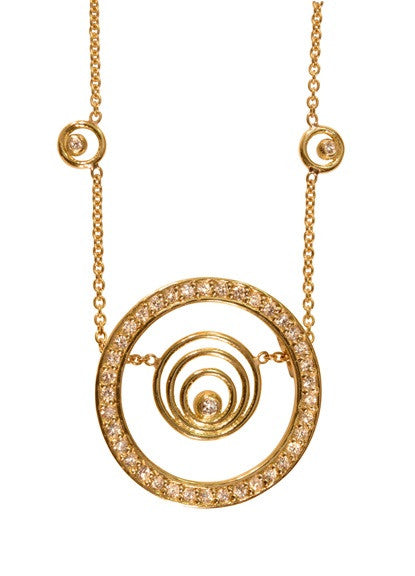 Karma hoop necklace- large- 14K gold with diamonds