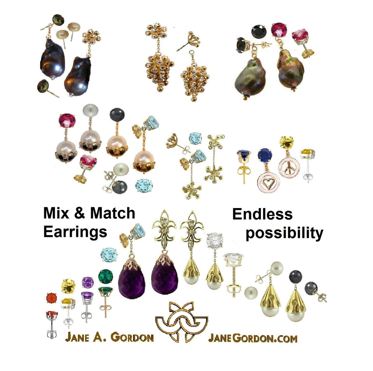 Jumbo Baroque Chinese Freshwater Black Greyish Pearl Earrings-One of a kind-005-4