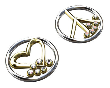 Peace Necklace, 18K yellow and white gold with diamonds, on 18K gold chain-2