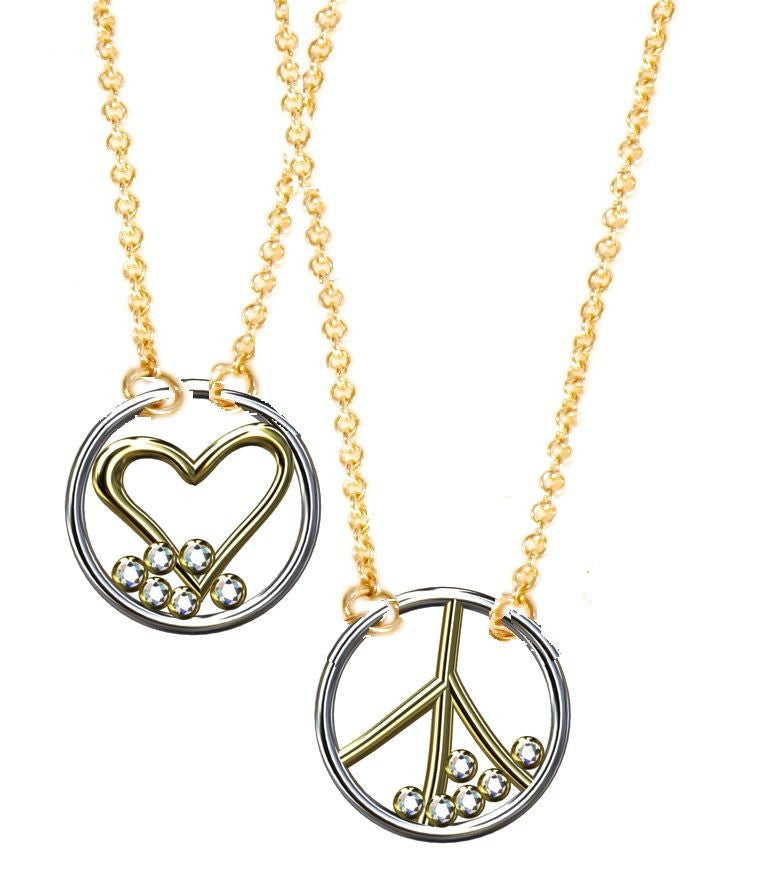 Peace Necklace, 18K yellow and white gold with diamonds, on 18K gold chain-1