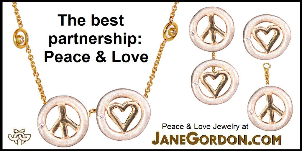 Peace Necklace, 18K yellow and white gold with diamonds, on 18K gold chain-3