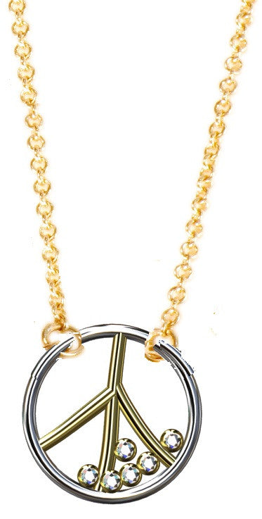 Peace Necklace, 18K yellow and white gold with diamonds, on 18K gold chain-0