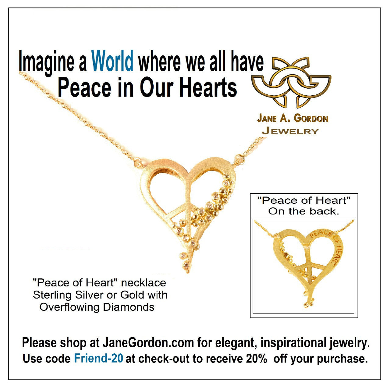 Peace of Heart Necklace-large-14K Gold with Abundance Overflowing Diamonds