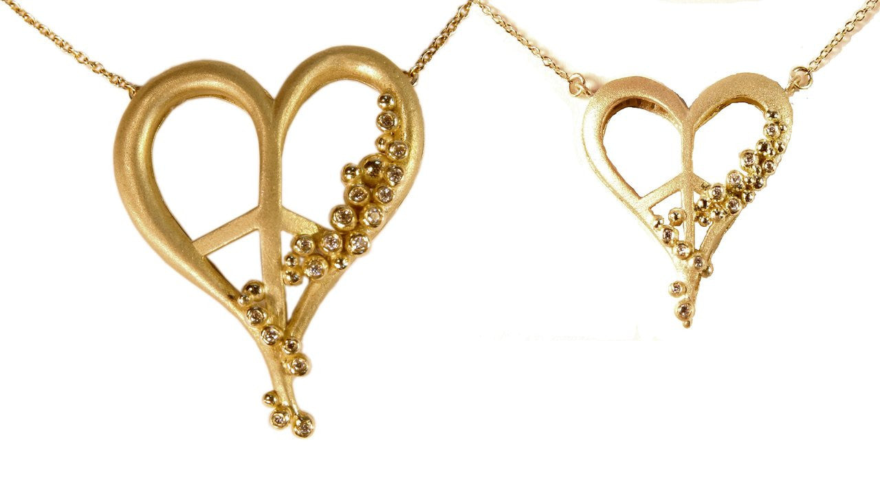 Peace of Heart Necklace-large-14K Gold with Abundance Overflowing Diamonds