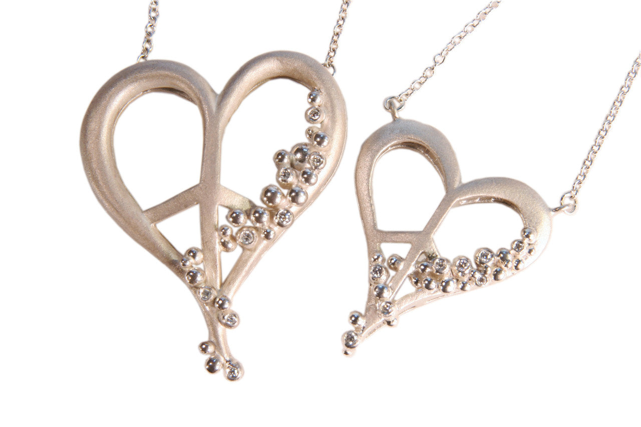 Peace of Heart Necklace-large-14K Gold with Abundance Overflowing Diamonds