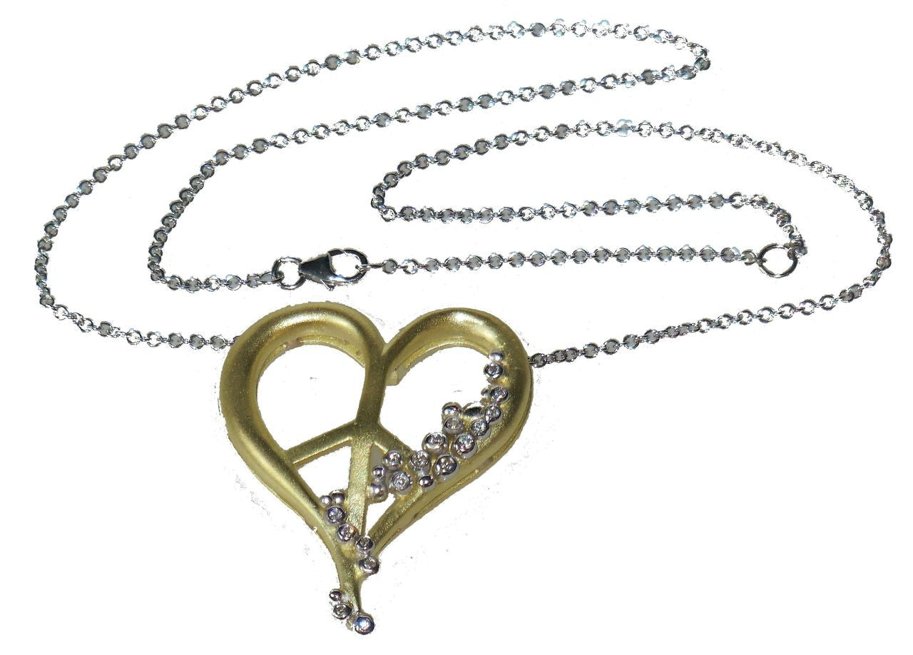 Peace of Heart Necklace-large-14K Gold with Abundance Overflowing Diamonds