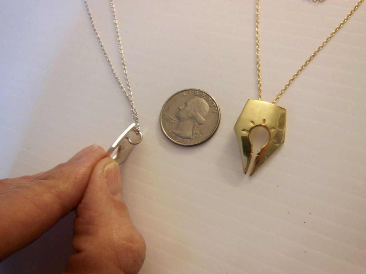 Pro-Truth Pledge Logo Pendant: Pen Tip & Light Bulb. Sterling Silver with 18K gold plate options-4